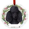 Black Poodle Wreath Ornament