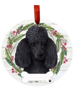 Black Poodle Wreath Ornament