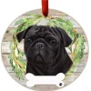 Black Pug Wreath Ornament