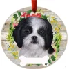 Black Shih Tzu Wreath Ornament