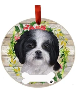 Black Shih Tzu Wreath Ornament