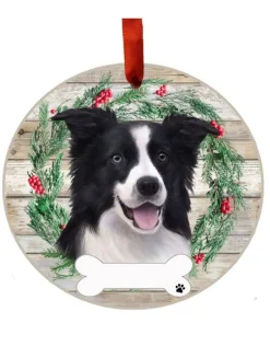 Border Collie Wreath Ornament