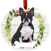 Boston Terrier Full Body Wreath Ornament