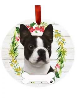 Boston Terrier Wreath Ornament