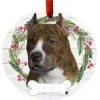 Brindle Pit Bull Wreath Ornament