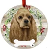 Buff Cocker Spaniel Wreath Ornament