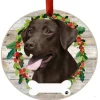 Chocolate Labrador Wreath Ornament