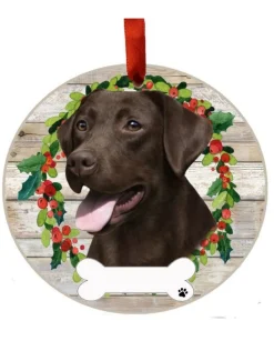 Chocolate Labrador Wreath Ornament