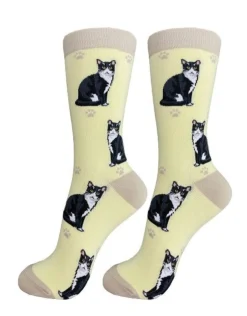 Full Body Black & White Cat Socks