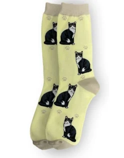 Full Body Black & White Cat Socks