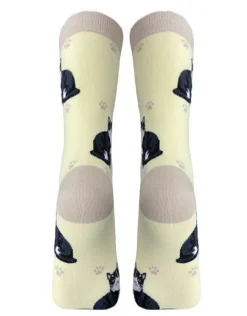 Full Body Black & White Cat Socks