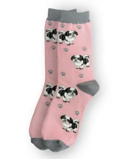 Full Body Black & White Shih Tzu Socks