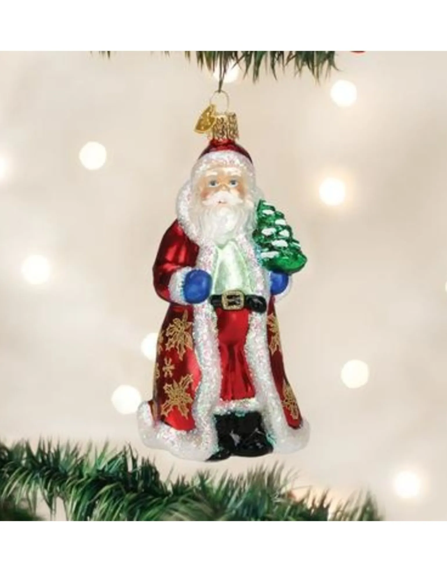 Glistening Golden Santa Ornament