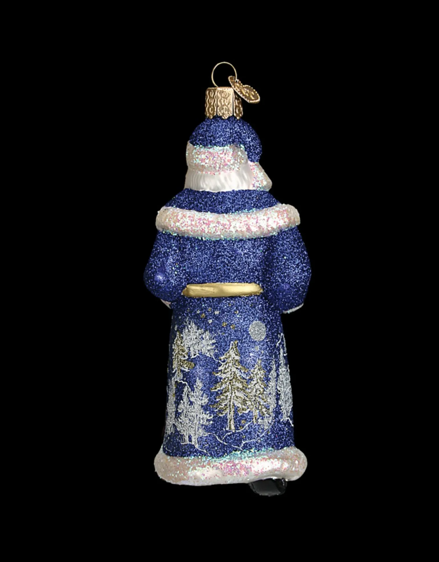 Glistening Midnight Santa Ornament