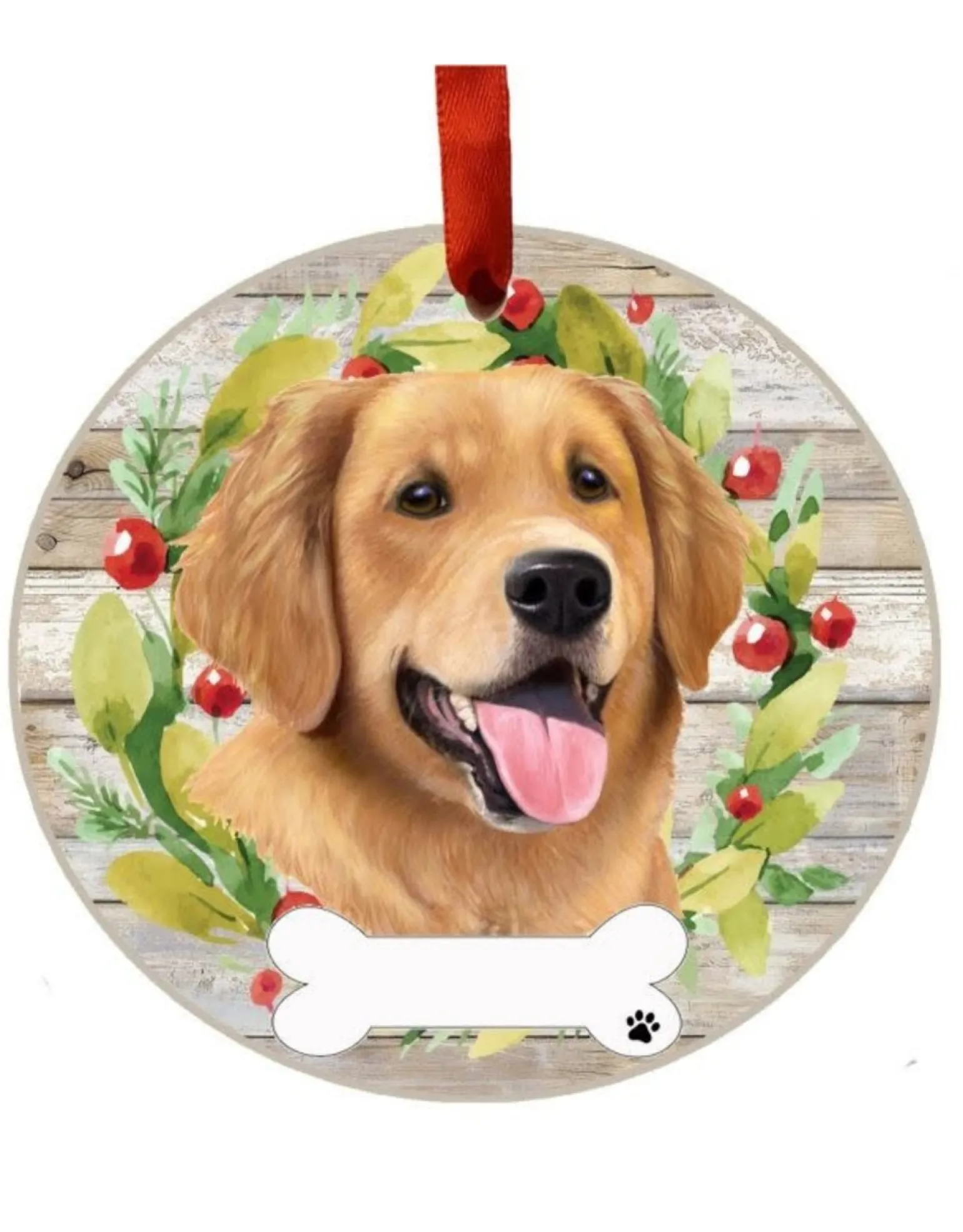Golden Retriever Wreath Ornament