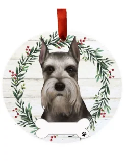 Grey Schnauzer Wreath Ornament