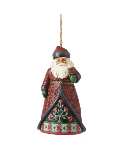 Holiday Manor Santa With Bell Ornament
