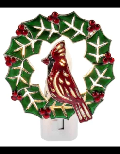 Holiday Wreath With Cardinal Night Light