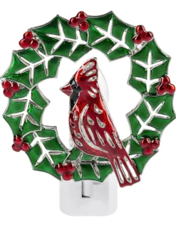 Holiday Wreath With Cardinal Night Light