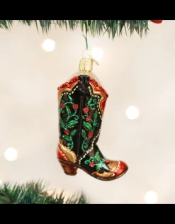 Holly Berry Cowboy Boot Ornament