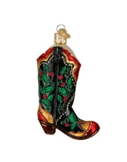 Holly Berry Cowboy Boot Ornament
