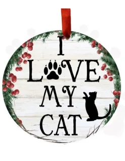I Love My Cat Wreath Ornament