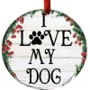 I Love My Dog Wreath Ornament
