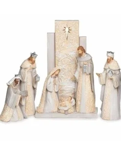 Ivory Nativity With Backdrop