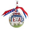 Longhorn God Bless Texas Ball Ornament