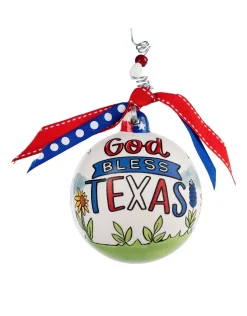 Longhorn God Bless Texas Ball Ornament
