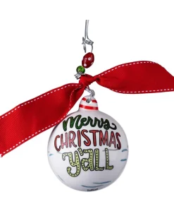 Merry Christmas Y'All Red Truck Ball Ornament