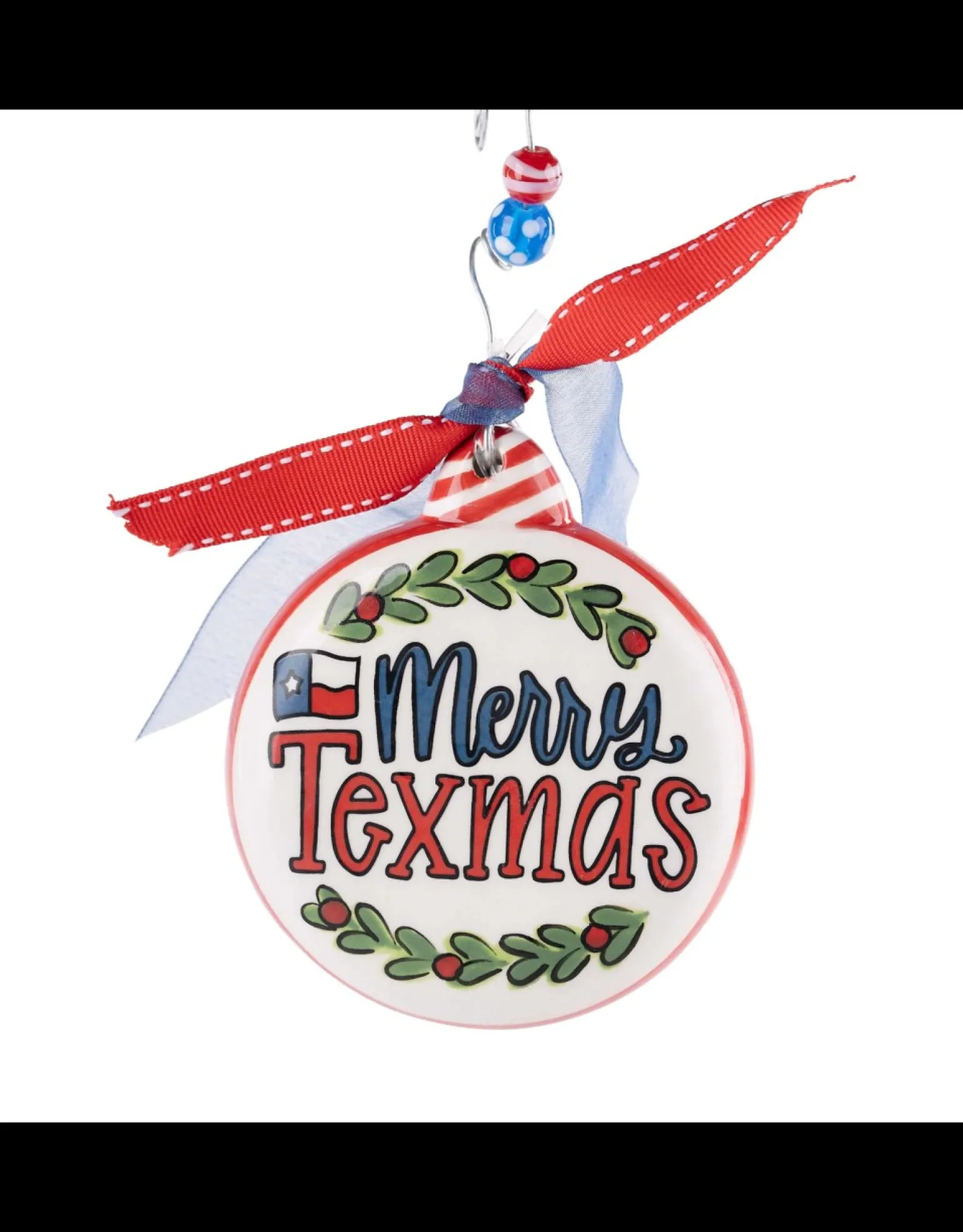 Merry Texmas Flag Wreath Puff Ornament