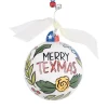 Merry Texmas Yellow Rose Ornament