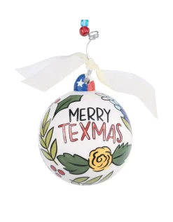 Merry Texmas Yellow Rose Ornament