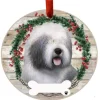 Old English Sheepdog Wreath Ornament