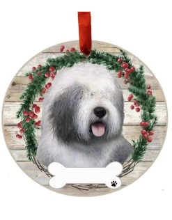 Old English Sheepdog Wreath Ornament