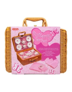 Porcelain Butterfly Tea Set In Basket