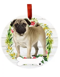 Pug Full Body Wreath Ornament
