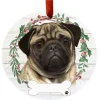Pug Wreath Ornament