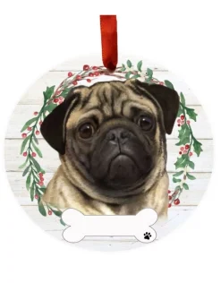 Pug Wreath Ornament