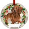 Red Dachshund Full Body Wreath Ornament