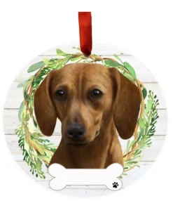 Red Dachshund Wreath Ornament