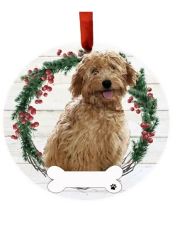 Rust Goldendoodle Full Body Wreath Ornament