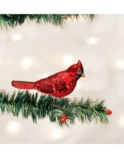Shiny Red Northern Cardinal Clip Ornament