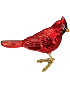 Shiny Red Northern Cardinal Clip Ornament
