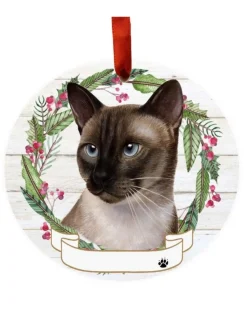 Siamese Cat Wreath Ornament