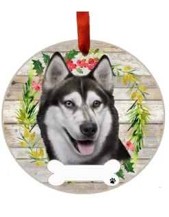 Siberian Husky Wreath Ornament