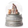 Silver Holy Family Snow Globe - Musical