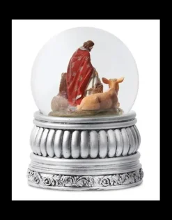 Silver Holy Family Snow Globe - Musical