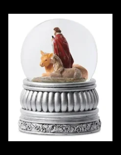 Silver Holy Family Snow Globe - Musical